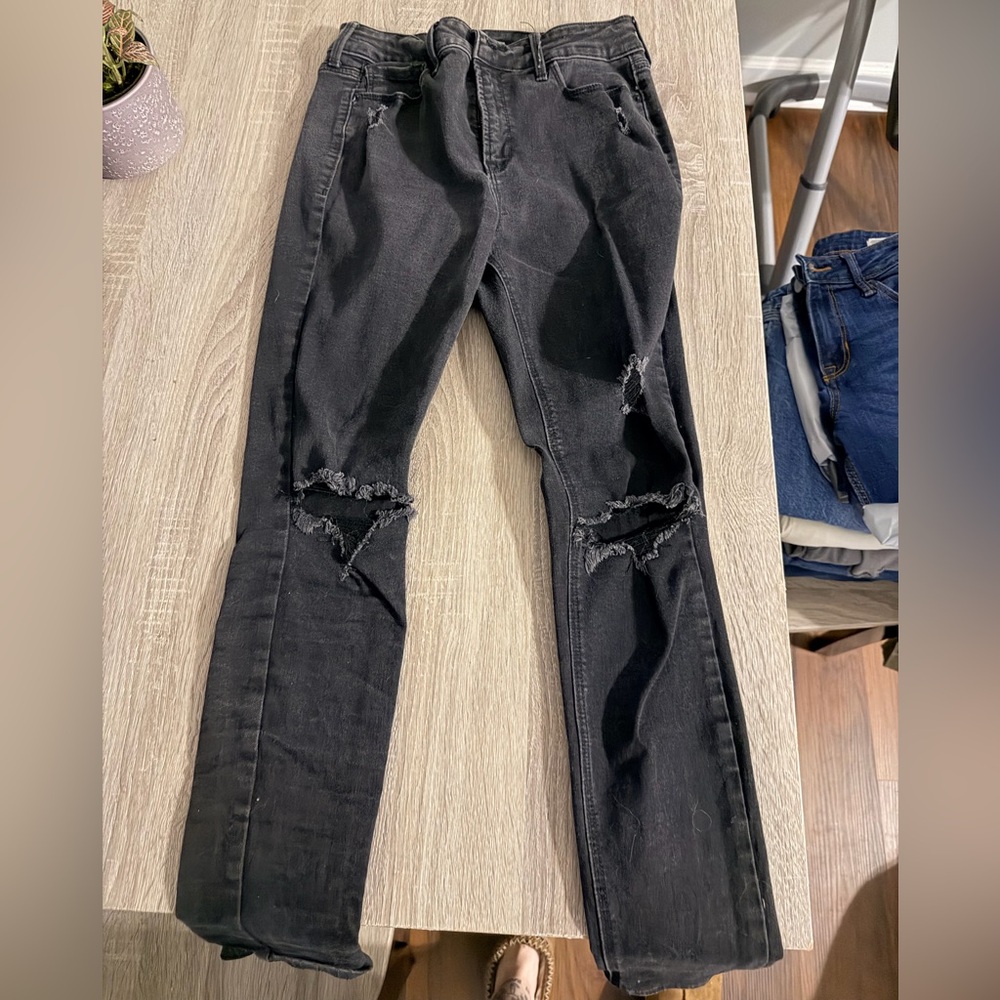 Old Navy Black Distressed Skinny Jeans